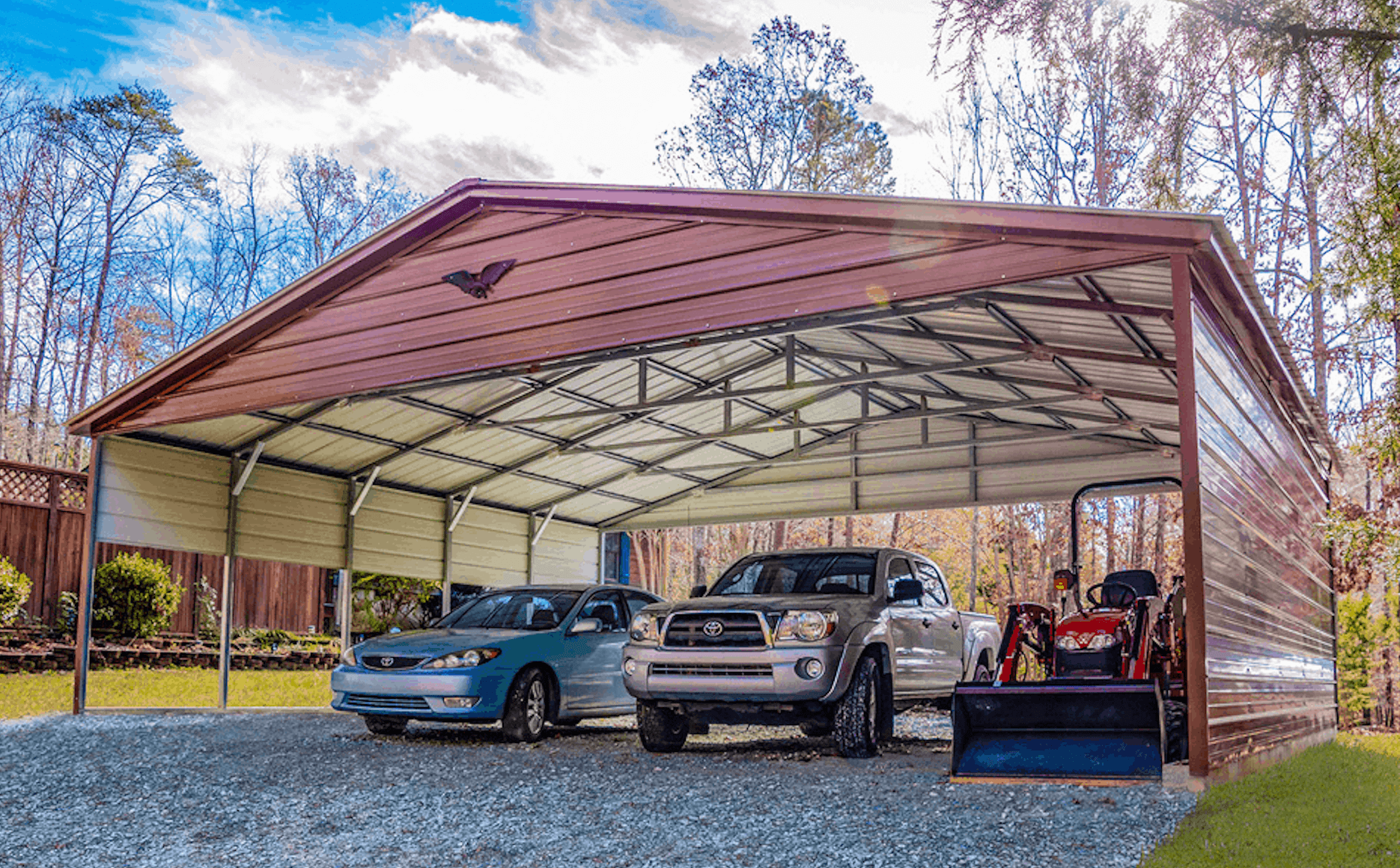 Vertical roof style RV carport