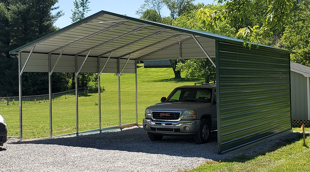 Boxed eave roof style RV carport