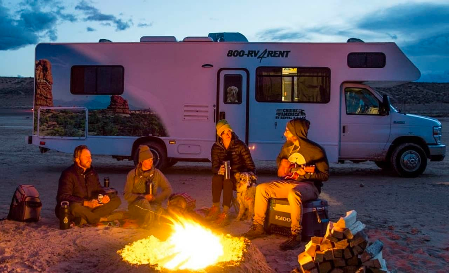 people enjoying RV camping trip