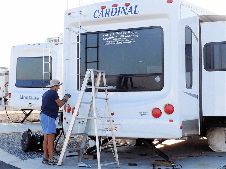 Man washing RV