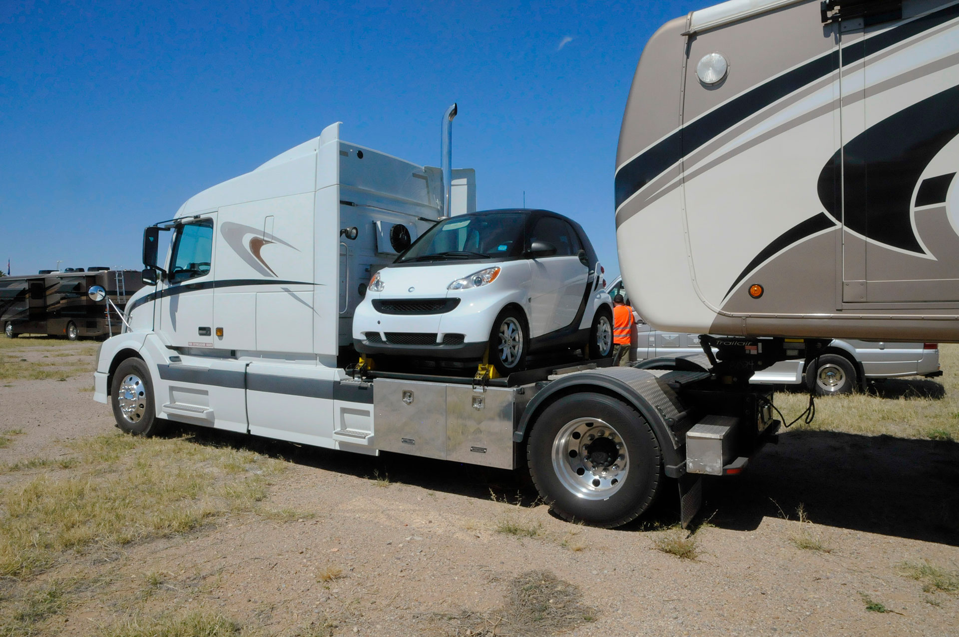 RV Getting Loaded For Towing