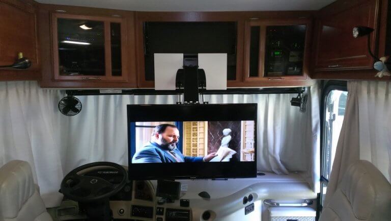 TV mounted on an RV wall