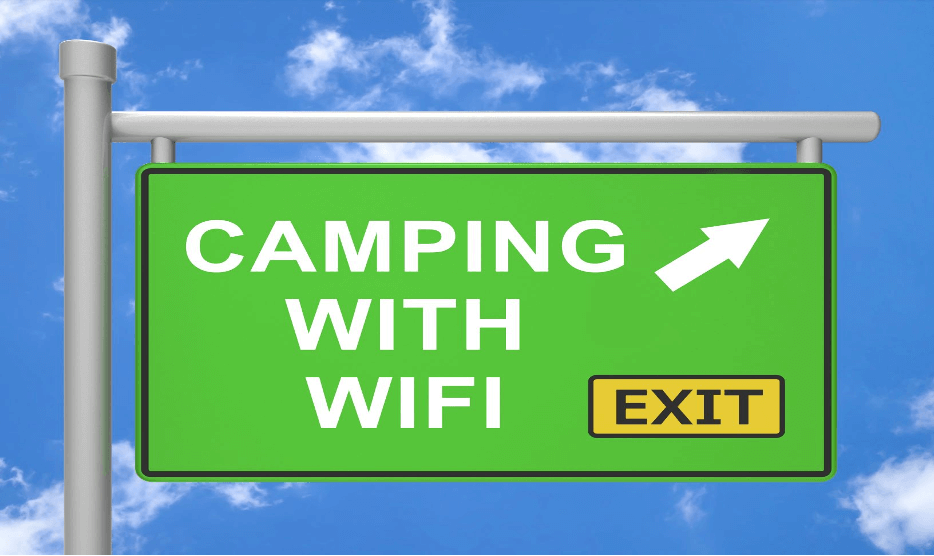 Camping with wifi written on signboard