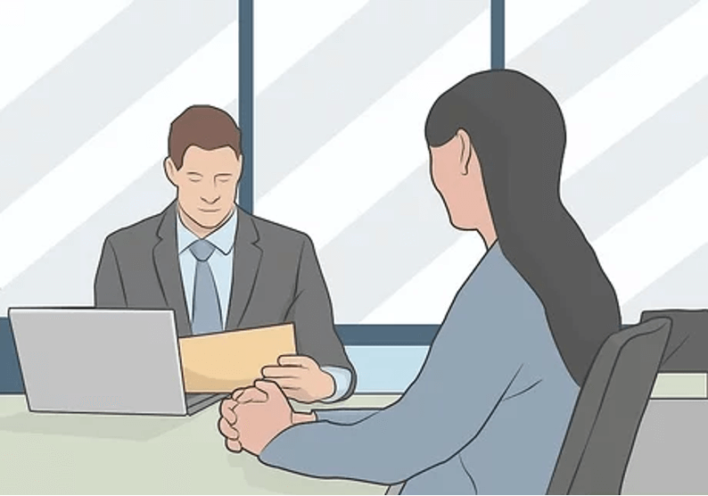 illustration of a man taking interview of a woman