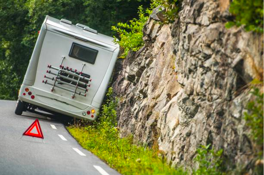 RV crashed onto the mountain hill